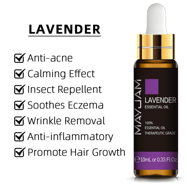 10ml Pure Plant Essential Oil For Humidifier Diffusers Mint Lavender Tea Tree Rose Vanilla Sandalwood Jasmine Pure Nature Oil - pluspage
