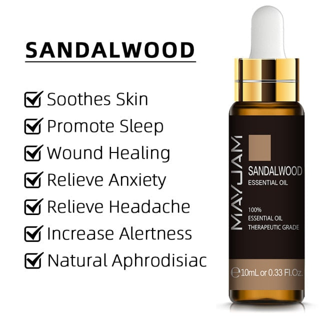 10ml Pure Plant Essential Oil For Humidifier Diffusers Mint Lavender Tea Tree Rose Vanilla Sandalwood Jasmine Pure Nature Oil - pluspage