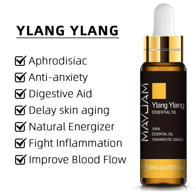 10ml Pure Plant Essential Oil For Humidifier Diffusers Mint Lavender Tea Tree Rose Vanilla Sandalwood Jasmine Pure Nature Oil - pluspage