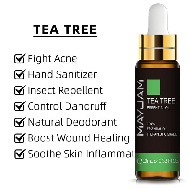 10ml Pure Plant Essential Oil For Humidifier Diffusers Mint Lavender Tea Tree Rose Vanilla Sandalwood Jasmine Pure Nature Oil - pluspage